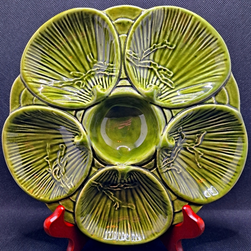 Vintage Majolica Oyster Plate Italy